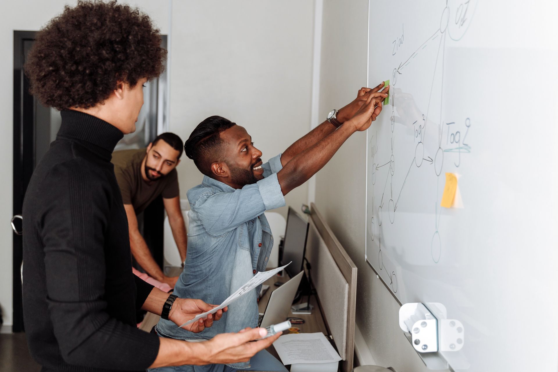 Consulting team mapping ideas during a strategy workshop